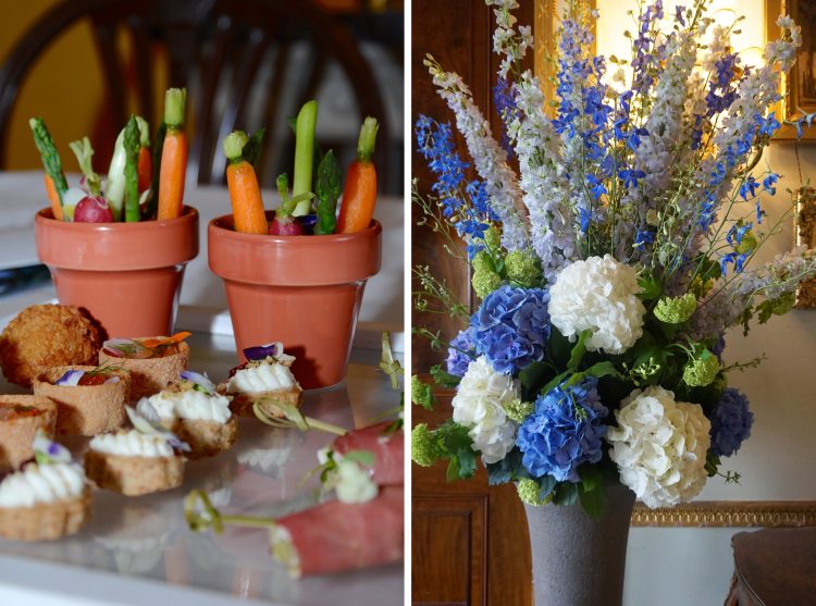 Delicious canapes and beautiful flower arrangements at WLA 30 Year Celebrations